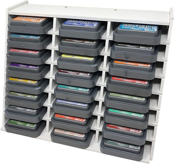 Pixiss Ink Pad Storage Holder and Stamp Pad Storage for Distress Oxide Ink and Others Sits Horizontal or Vertical - Stores 24 Ink Pads Craft Storage Organizer