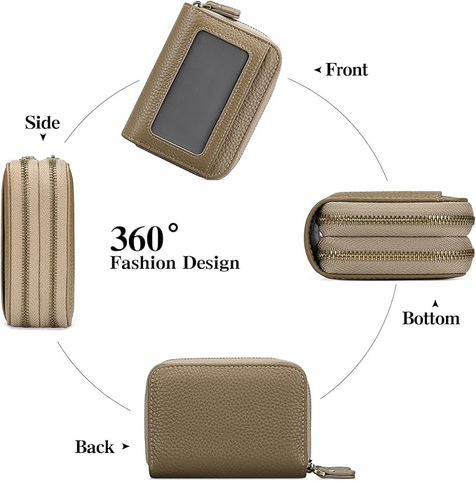 GOIACII Small Genuine Leather Wallet for Women, RFID Blocking Credit Card Holder Wallet