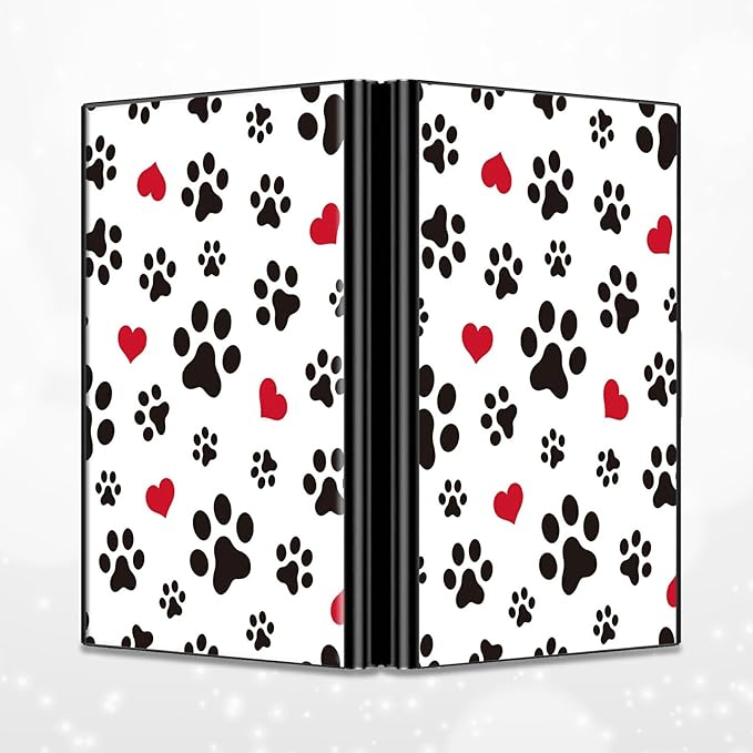 BWEGRHE Slim Credit Card Holder, Cute Dog Paw Prints RFID Blocking Metal Wallet for Men & Women, Aluminum Minimalist Hard Case Pocket-Sized Business Cards Organizer (Fits Up to 10 Cards)
