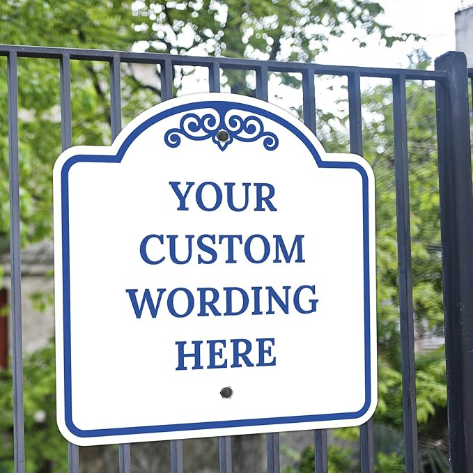 Custom Decorative Sign, Personalized Metal Sign for Business, Driveway, Home, Airbnb, Office Door Plaque, White Background 24x24 Inches, ACM, Fade Resistant, Made in USA by Sigo Signs
