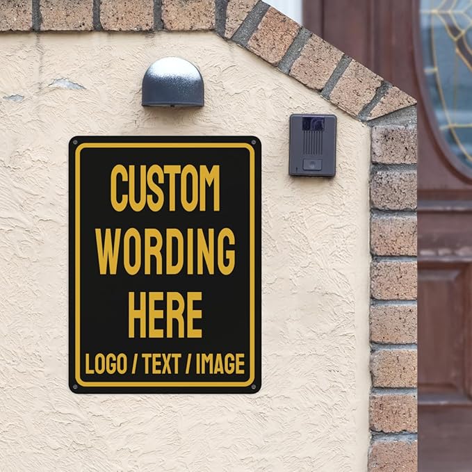 Custom Sign Bulk Personalized Metal Signs For Outdoor Indoor Business Home Store Office Yard Street Lawn Make Your Own Customized Signs With Your Logo Text Photo, 8x6inch