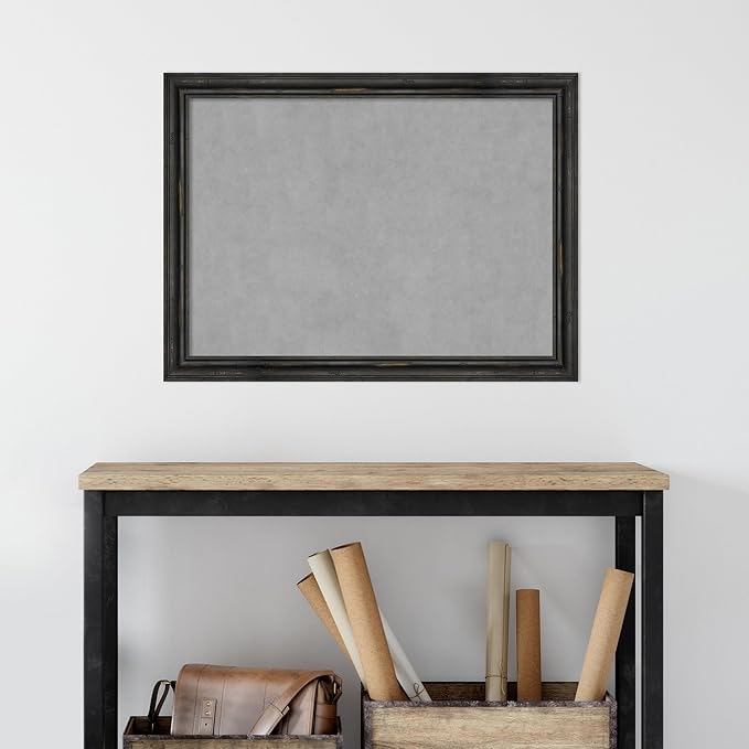Amanti Art Black Framed Magnetic Board 23x31 Medium Vision Board for use with Magnets, 100% Metal Sheet to Display Items as Office Decor or for Home Organization in mudroom, Kitchen or Kids Room