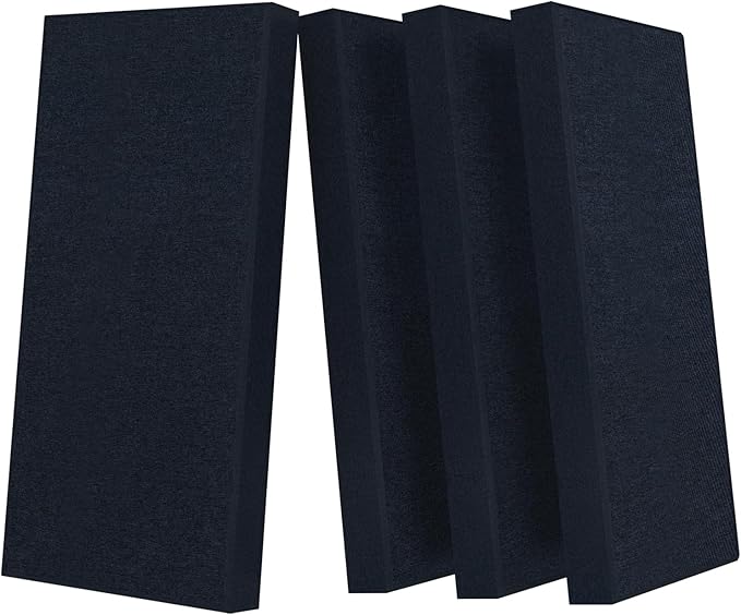 UMIACOUSTICS 4 PCS Acoustic Panels with Hanging Hardware, 2” Thick Fiberglass Sound Proof Panels for Studios, Office, Home Theater Ceiling or Wall- Navy Blue