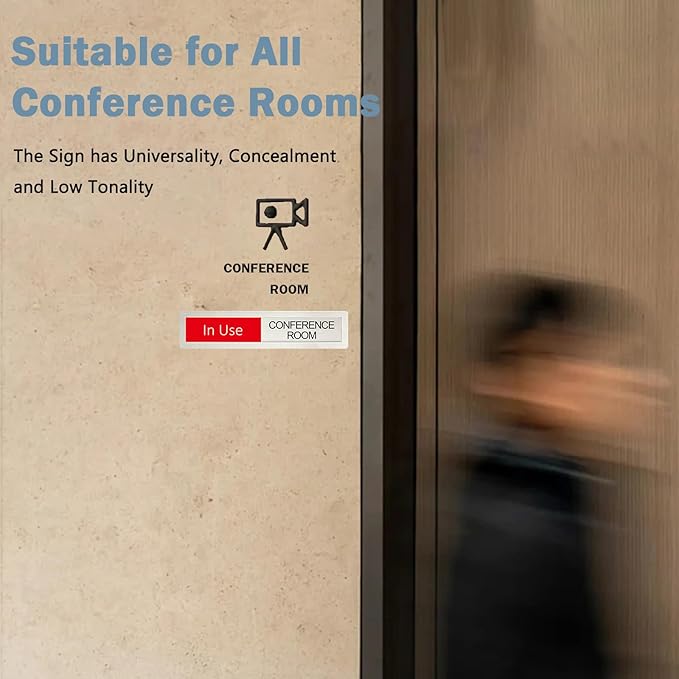 Conference in Use or Available Sign,Vacant Occupied Status for Home Office Hotles Hospital Restroom, Vacant Occupied Slider Door Sign Tells Whether Room in Use or Available,7'' x 1.5'' - Stainless Steel ,Silver