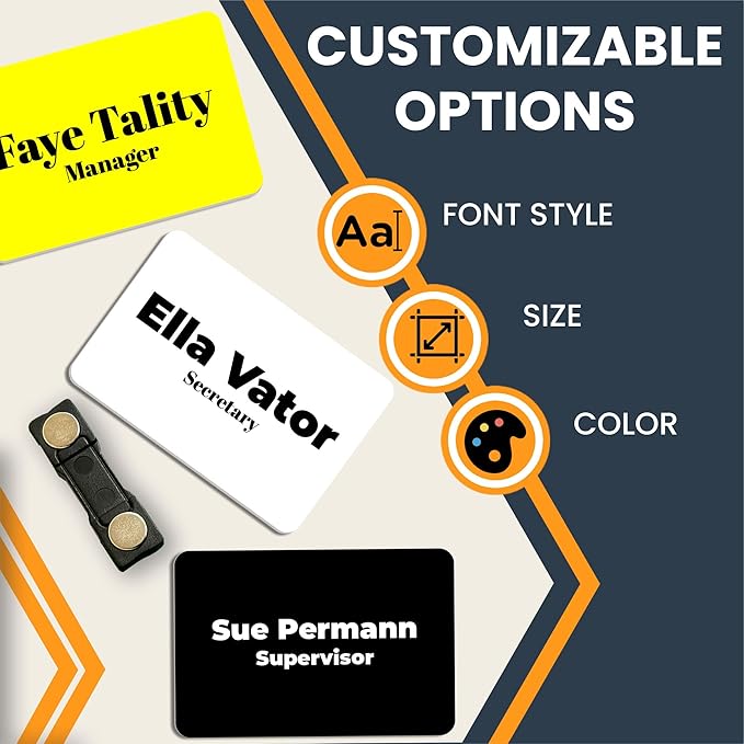 Magnet Me Up Custom Printed Magnetic Name Tag Badge - Text Only, 2x3 inch, Full-Color Customizable Identification Label, for Schools, Offices, Businesses, Made in USA