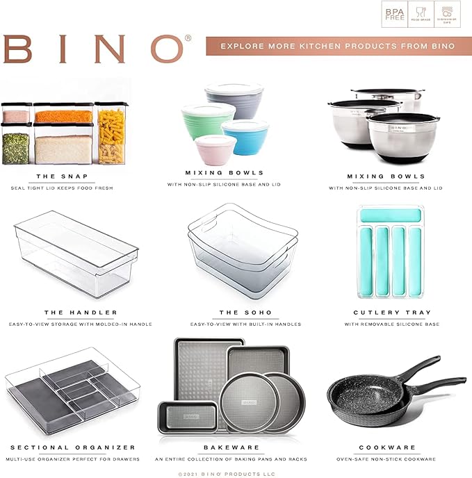BINO Plastic Storage Bins - Small 2 Pack, White - THE SOHO COLLECTION - Pantry Organizers and Fridge Organizer
