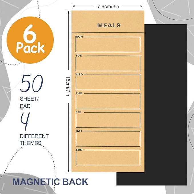 Utron 6 Pack Vintage Magnetic Notepads for Refrigerator, 50 pages/book Grocery List Magnet Pad for Fridge, Design Magnetic Grocery List Pad for Fridge, Grocery List Notepad, To-Do List