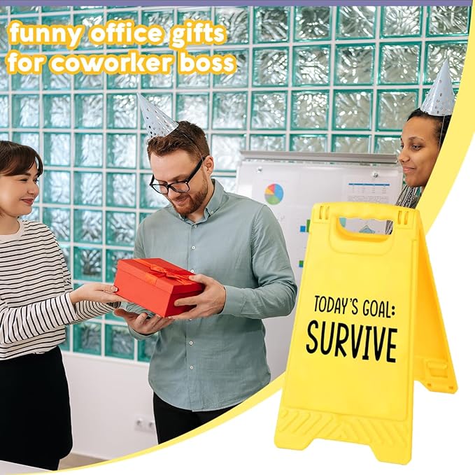 Funny Office Desk Accessories,Motivational Affirmations Office Cubicle Decor,Phone Holder Mirror Acrylic Table Signs,Library Desk Decor for Women Men Boss Lady Coworker Coordinator Leader (Survive)