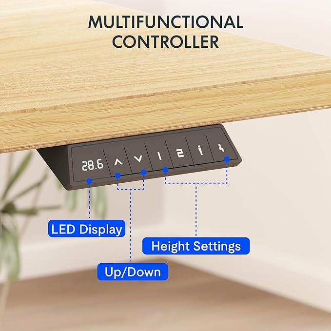 FLEXISPOT EN2 Whole-Piece Standing Desk with Clamp Power Strip, 40 x 24'' Electric Stand Up Height Adjustable Desk with Cable Management (Black Frame + 40" Maple Top, 2 Packages)