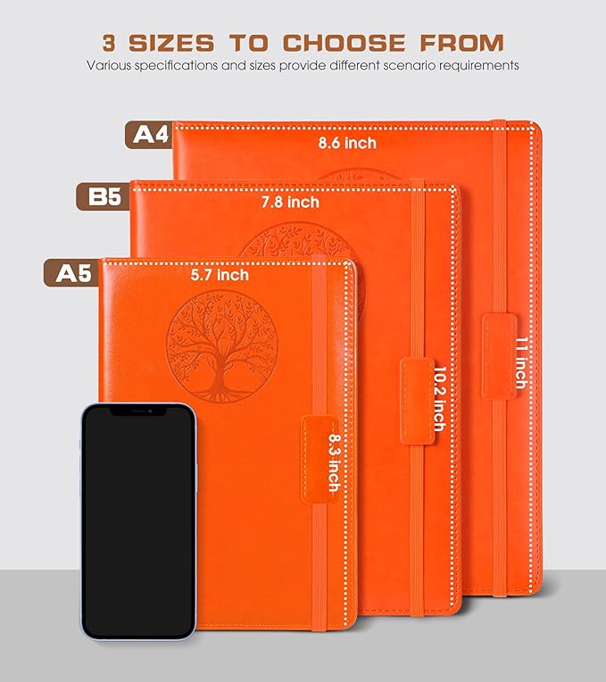 Biuwory Lined Journal Notebook for Women Men,256 Pages B5 Large Hardcover Leather Journals for Writing,Travel,Business,Work & School,College Ruled Notebooks for Note Taking,Diary Notepad 7.8"×10.2"