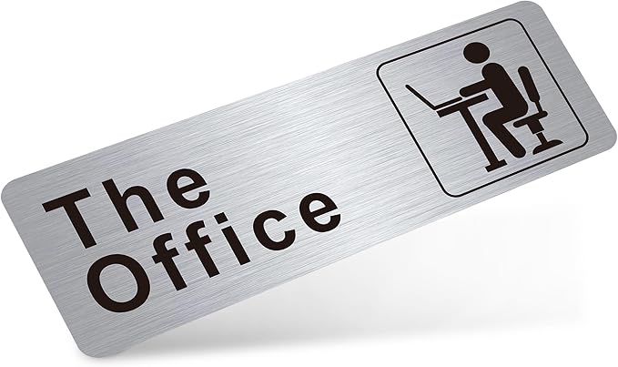 The Office Sign for Home and Business Door，Self-Adhesive Waterproof and Fade-Resistant Brushed Silver Office Sticker for House，Business，Door, Window