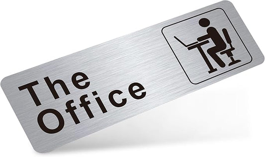 The Office Sign for Home and Business Door，Self-Adhesive Waterproof and Fade-Resistant Brushed Silver Office Sticker for House，Business，Door, Window