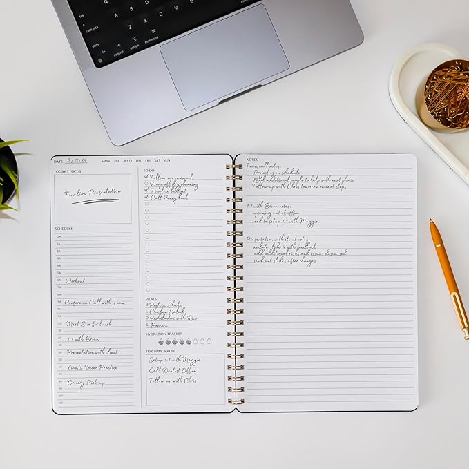 Merely Home Undated Daily Planner | 8.25” x 11.75” To Do List Notebook | Work Productivity ADHD Organizer | Men and Women Planner | College Supplies | Evergreen | Portrait Layout