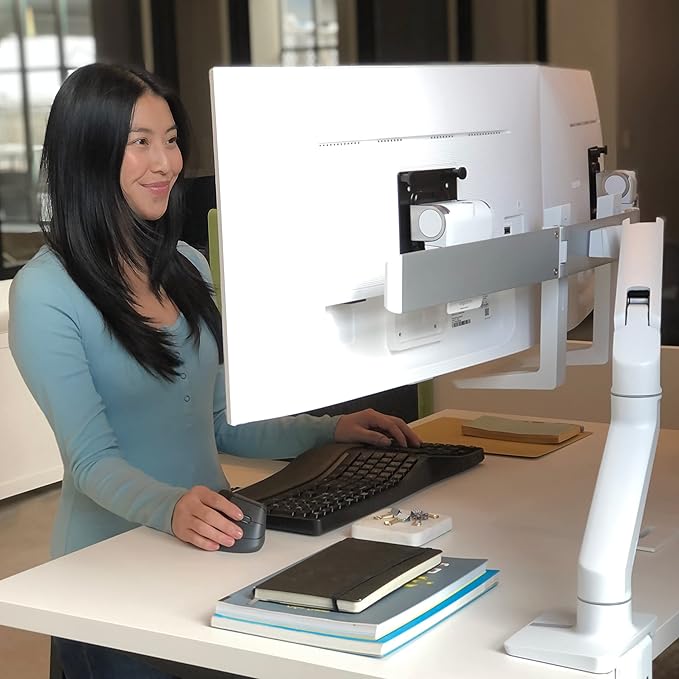 Ergotron – HX Dual Monitor Arm, VESA Desk Mount – for 2 Monitors Up to 32 Inches, 5 to 17.5 lbs Each – White
