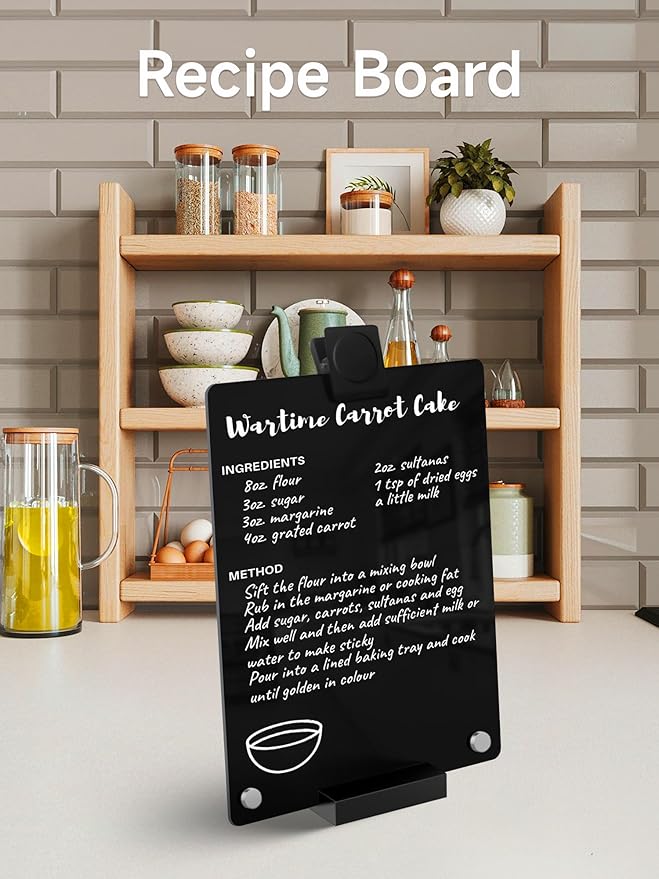 Kivsty 2 PCS Desktop Black Dry Erase Board with Stand - 12” x 8” Small Acrylic Black Board with Marker and Magnetic Clip, Reusable Desk Notepad, to-Do List, Menu Board Signs for Bar, Office, Home