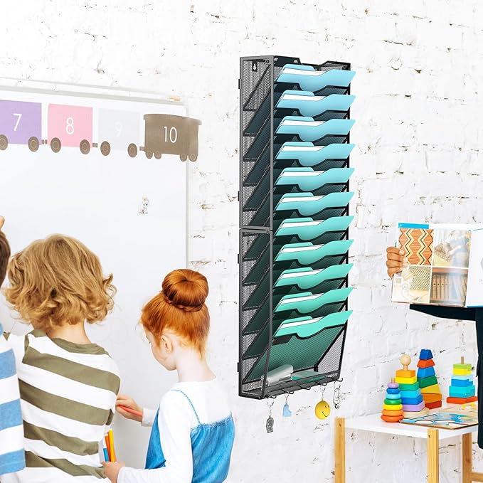 Gawerk 13-Tier Wall File Organizer Hanging Wall File Holder Wall Mount Paper Folder Organize
