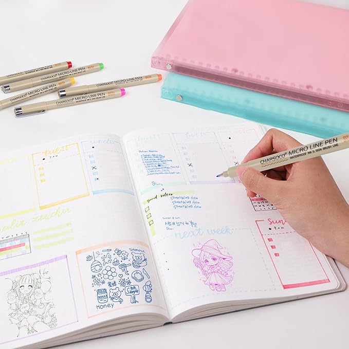 CHARSOCO Arts Sign Brush Pen, Felt Tip Water Based Ink with 36 Colors, for Journaling, Lettering, Calligraphy, Technical Drawing and Scrapbooking