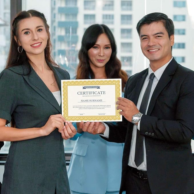 Elite Gold & White Parchment Certificate Papers - Pack of 25, NOT FOIL, Laser & Inkjet Printer Compatible, for Office, Business Awards, Graduation, School Diplomas, 8-1/2" x 11" on 60 lb. Text Stock
