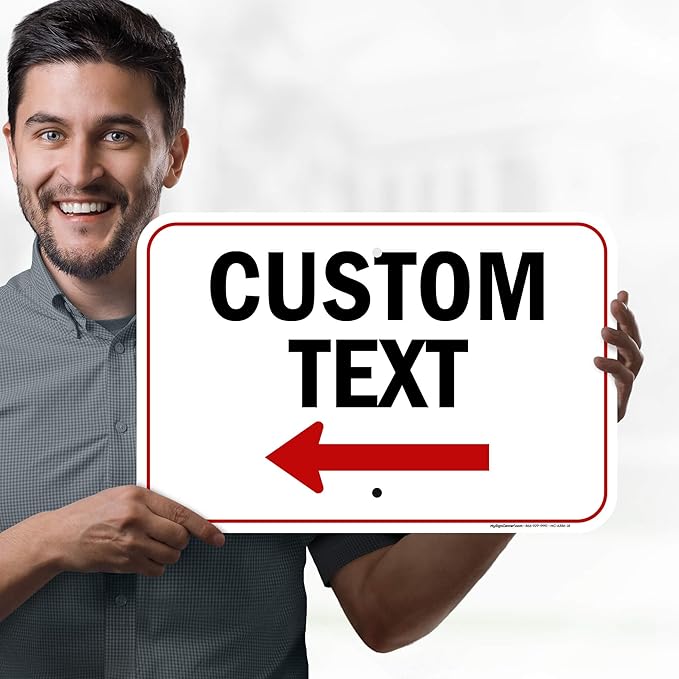 Custom Arrow,Custom Directional Sign, Left Arrow,12x18 Inches, Rust Free .063 Aluminum, Fade Resistant, Made in USA by My Sign Center