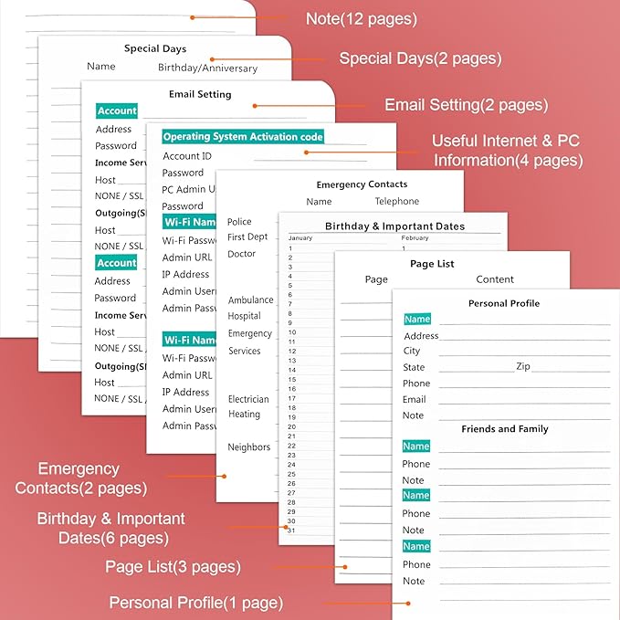 BLESWIN Address Book with Alphabetical Tabs, Hardcover Address Book for Record Contacts, Small Address Book to Store All Your Important Informations in One Place, 6.1x4.7" – Red