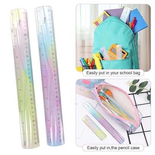 4 Pcs Flexible Ruler, Cute Bendable Flexible for Kids 15 30 Cm