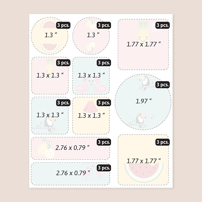Large Name Labels for Kids (33) - Custom Stickers for Daycare and School Supplies - Durable, Waterproof Stickers for Water Bottles, Lunch Boxes, and More with Unique Designs - Tropical