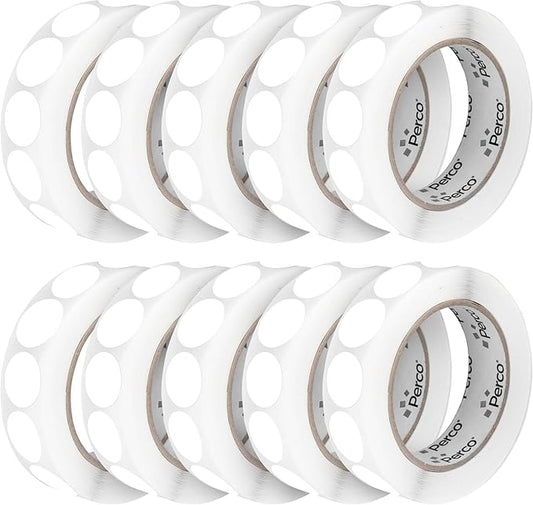Perco White 1-Inch Perforated Circle Dot Sticker Labels — 10 Rolls, 10,000 Round Stickers — with Permanent Adhesive for Inventory Management, Color Coding, Garage Sales, Crafts—Made in USA