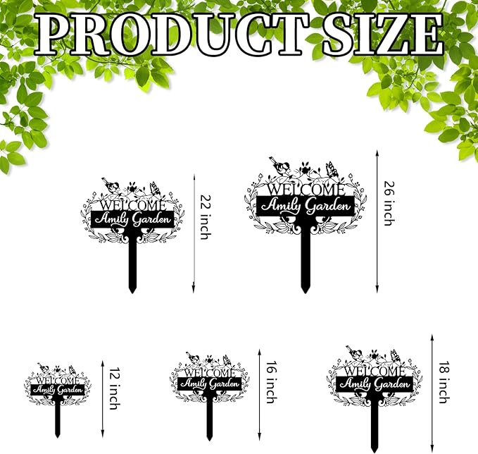 Custom Metal Garden Sign | Customized Butterfly Bird Garden Name Sign | Personalized Garden Signs | Metal Yard Sign Stakes | Personalized Metal Signs for Outdoors | Metal Signs Customized