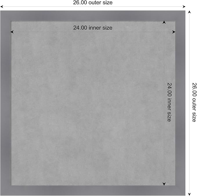 Amanti Art Grey Framed Magnetic Board 26x26 Medium Vision Board for use with Magnets, 100% Metal Sheet to Display Items as Office Decor or for Home Organization in mudroom, Kitchen or Kids Room