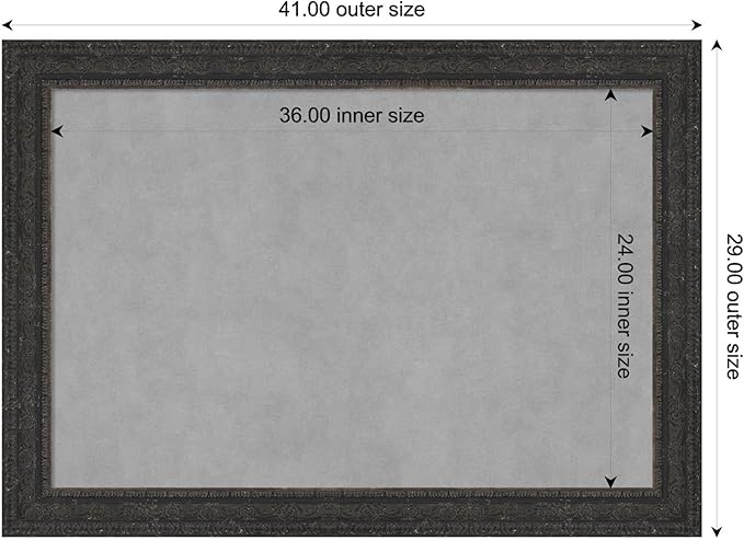 Amanti Art Black Framed Magnetic Board 29x41 Large Vision Board for use with Magnets, 100% Metal Sheet to Display Items as Office Decor or for Home Organization in mudroom, Kitchen or Kids Room