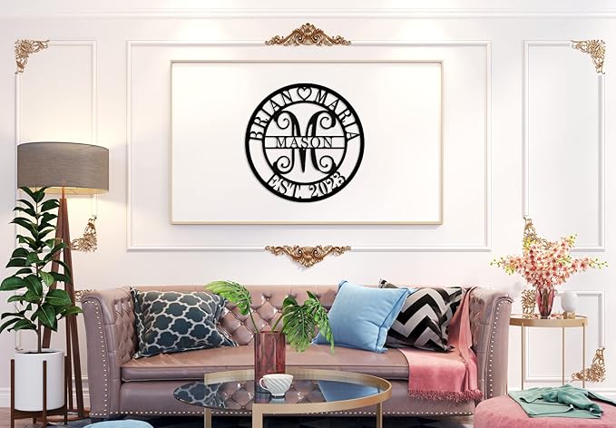 Personalized last name sign, Monogram Letter with First Last Name, Split Letter Name Sign, Metal Name Sign, Monogram wall decor, Family Name Signs, Anniversary Wedding Gift