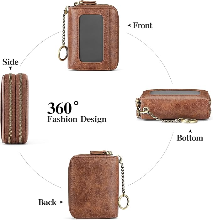 GOIACII Small Genuine Leather Wallet for Women, RFID Blocking Credit Card Holder Wallet