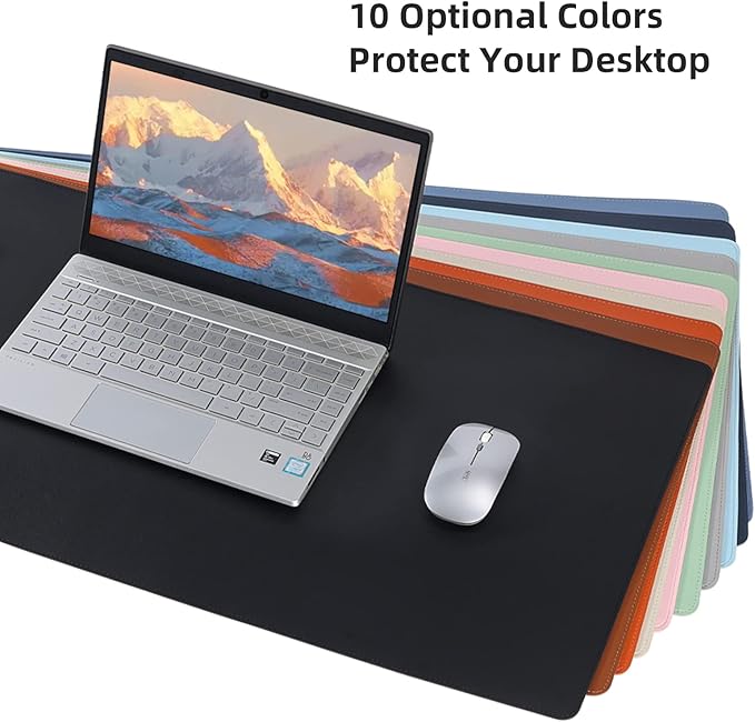 Wolaile PU Leather Desk Pad Blotter,Light Pink Waterproof Office Desktop Mat for Women,36x17in Non-Slip Large Mouse Pad Writing Protector
