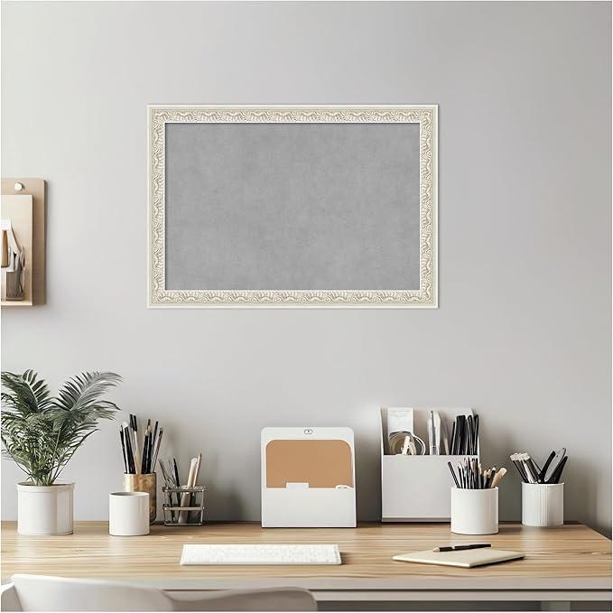 Amanti Art Silver Framed Magnetic Board 14x20 Small Vision Board for use with Magnets, 100% Metal Sheet to Display Items as Office Decor or for Home Organization in mudroom, Kitchen or Kids Room