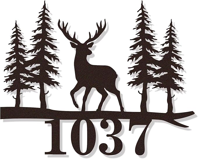 Personalized Metal Deer Address Signs for Outdoor, Custom House Number Sign, House Numbers for Outside,Address Numbers for Houses