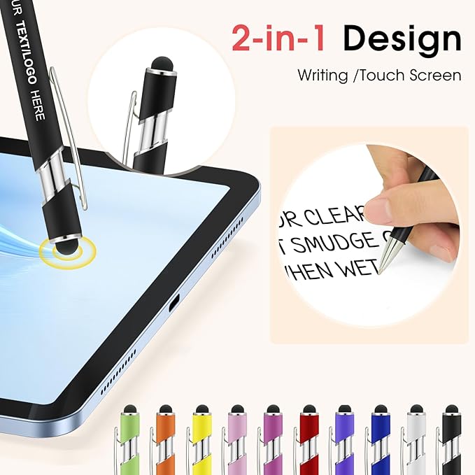 ENOMY Personalized Pens Bulk Free Engraved with Logo/Name/Message Black Ink Custom Pens Customized Stylus Ballpoint Pens Ideal Gifts for Business Anniversary (10)
