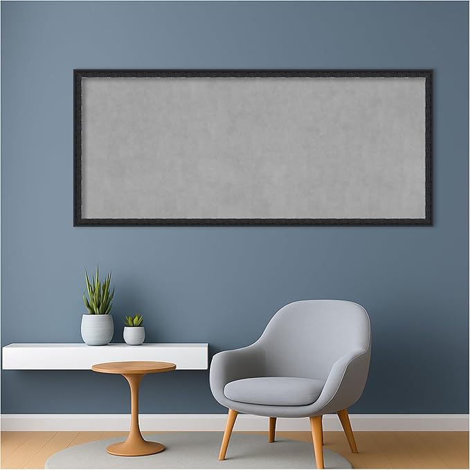 Amanti Art Black Framed Magnetic Board 22x50 Oversize Vision Board for use with Magnets, 100% Metal Sheet to Display Items as Office Decor or for Home Organization in mudroom, Kitchen or Kids Room