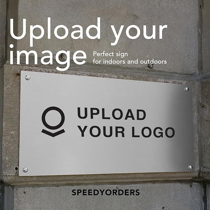 Custom Metal Signs, Personalized Aluminum, Customized Safety, Business Signs, Waterproof Outdoor, White Aluminum (Logo, 18x12 In)