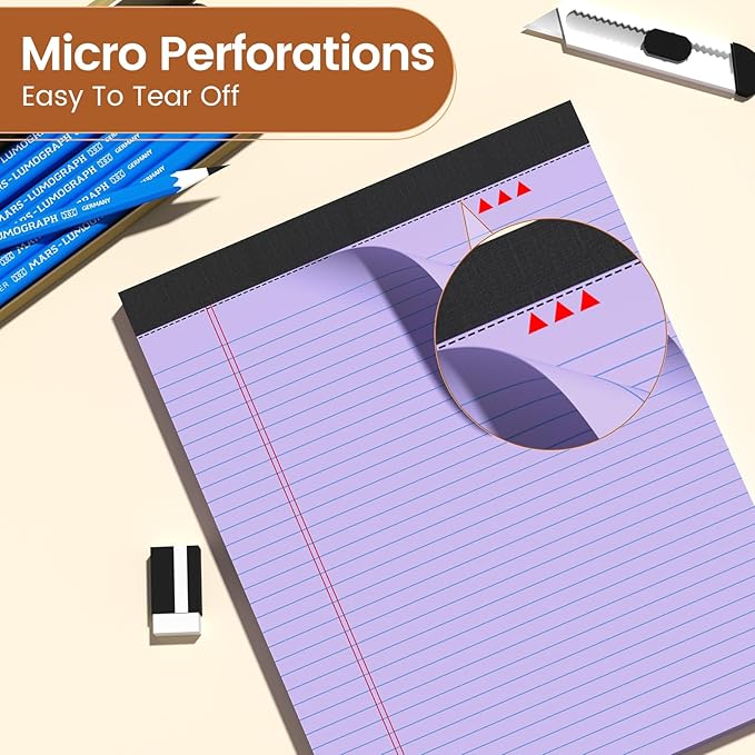 3 Pack Legal Pads 8.5 X11, College Ruled Notebook, 150 Sheets Colored Note Pad, Writing Pads 8.5x11, Tear Off Notepad, Lined Paper, Notebook Paper for Office Home School, 50 Sheet/Pad
