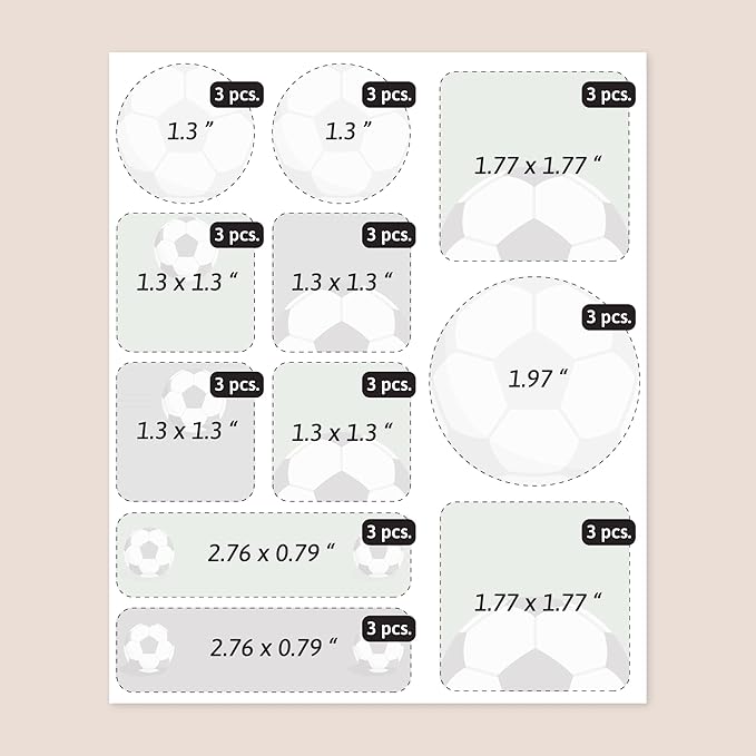 Large Name Labels for Kids (33) - Custom Stickers for Daycare and School Supplies - Durable, Waterproof Stickers for Water Bottles, Lunch Boxes, and More with Unique Designs - Soccer
