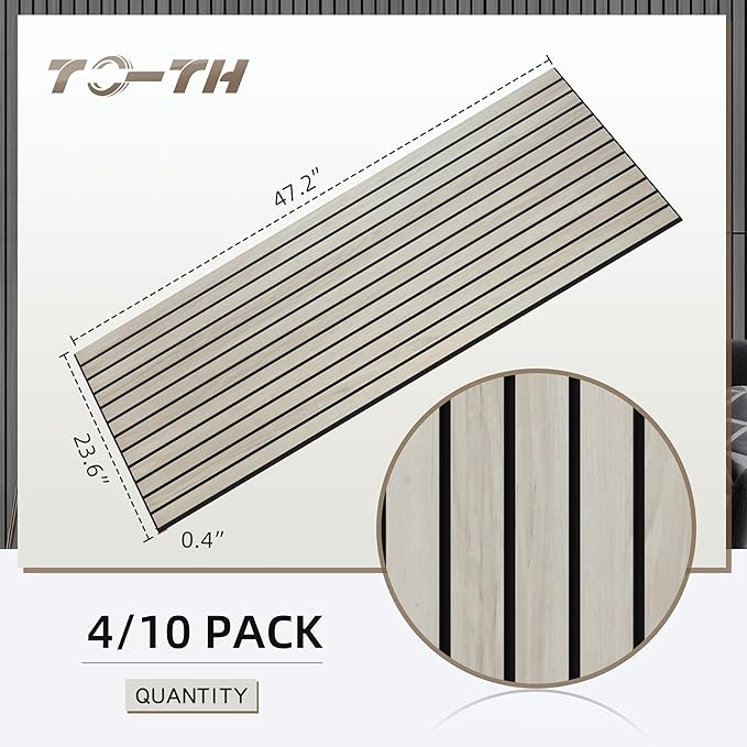 TO-TH Wood-Look Acoustic Wall Panels, 10 Pack 47.2” x 23.6” Sound Panels, Decorative Wood Panels for Wall Sound Dampening Panels for Home, Office, Basement, Natural Oak with Mitered Edges
