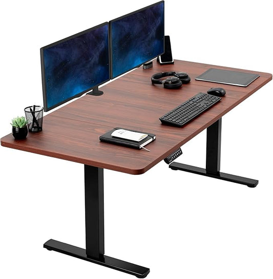 VIVO Electric 60 x 30 in Standing Desk, Memory Height Adjustment, 1B Series, Holds 220 lbs, Dark Walnut Top Black Frame, DESK-KIT-1B6D-30