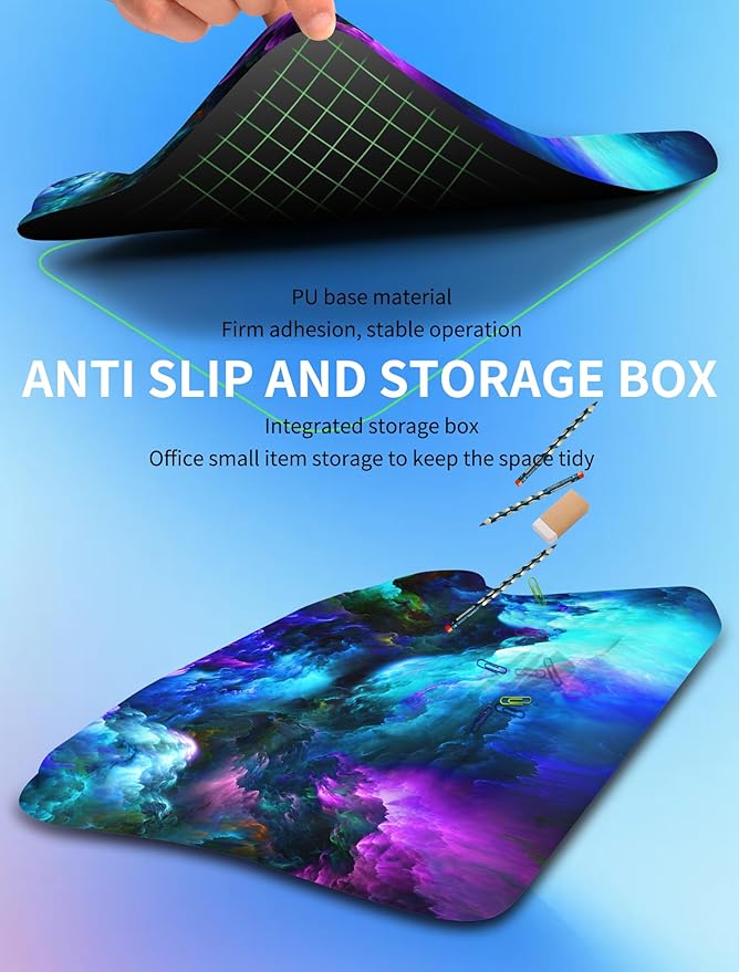 KUOSGM Ergonomic Wave Wrist Rest with Keyboard Stand, Cushioned Palm Rest, Comfortable Integrated Memory Foam for Natural Typing and Relieve Wrist Pain, Nebula
