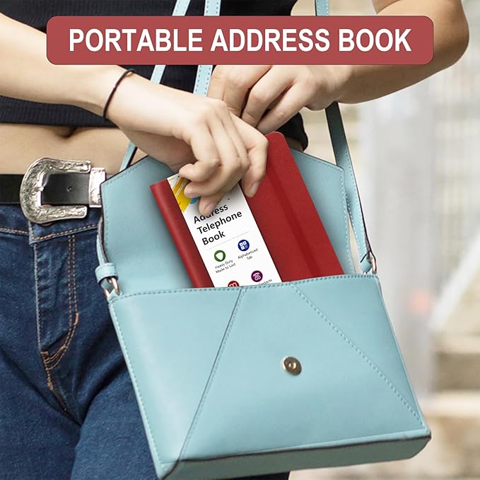 BLESWIN Address Book with Alphabetical Tabs, Hardcover Address Book for Record Contacts, Small Address Book to Store All Your Important Informations in One Place, 6.1x4.7" – Red