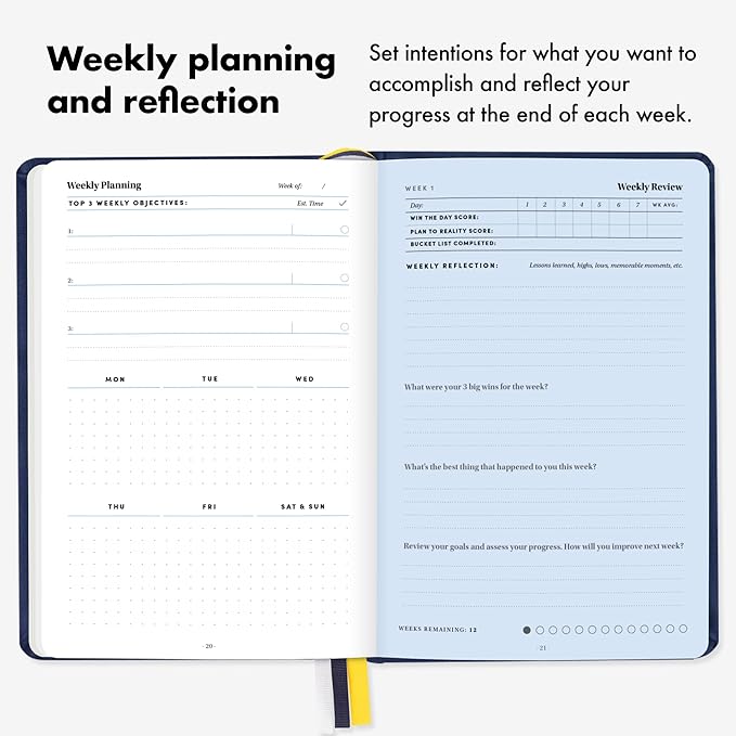 BestSelf 13-Week Self Journal & Goal Planner – Undated Daily ADHD-Friendly Journal for Men & Women | Productivity, Gratitude, Reflection & Habit Tracker | 2026 Life Organizer with Prompts, Grey Mist