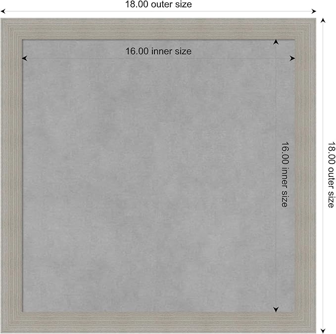 Amanti Art Grey Framed Magnetic Board 18x18 Small Vision Board for use with Magnets, 100% Metal Sheet to Display Items as Office Decor or for Home Organization in mudroom, Kitchen or Kids Room
