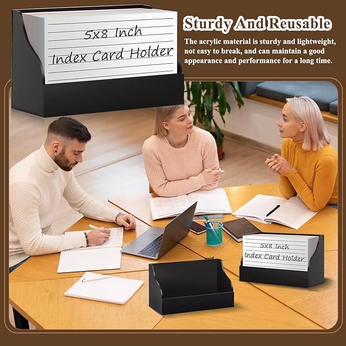 SHIQIKEJIPTY 5X8 Index Card Holder Acrylic Black Note Card Holder Index Card Stand Note Card Organizer Box Flash Card Organizer Postcard Display Rack Business Card Storage For School Library(No Card)