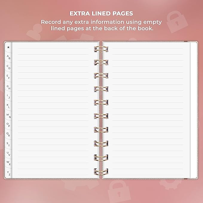 Clever Fox Password Book Spiral – Mini Internet Address & Password Organizer with Laminated Alphabetical Tabs – Small Password Keeper Journal – Hardcover, Pocket Size, 4.7x5.7” (Rose Gold)