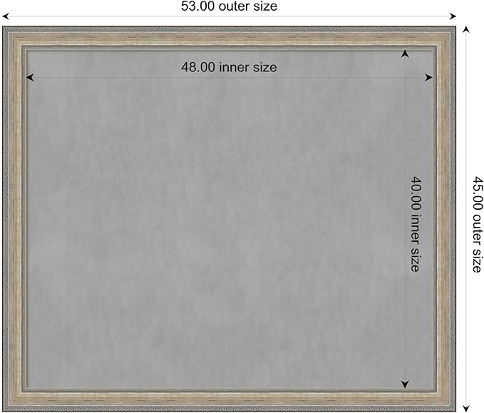 Amanti Art Silver Framed Magnetic Board 45x53 Oversize Vision Board for use with Magnets, 100% Metal Sheet to Display Items as Office Decor or for Home Organization in mudroom, Kitchen or Kids Room