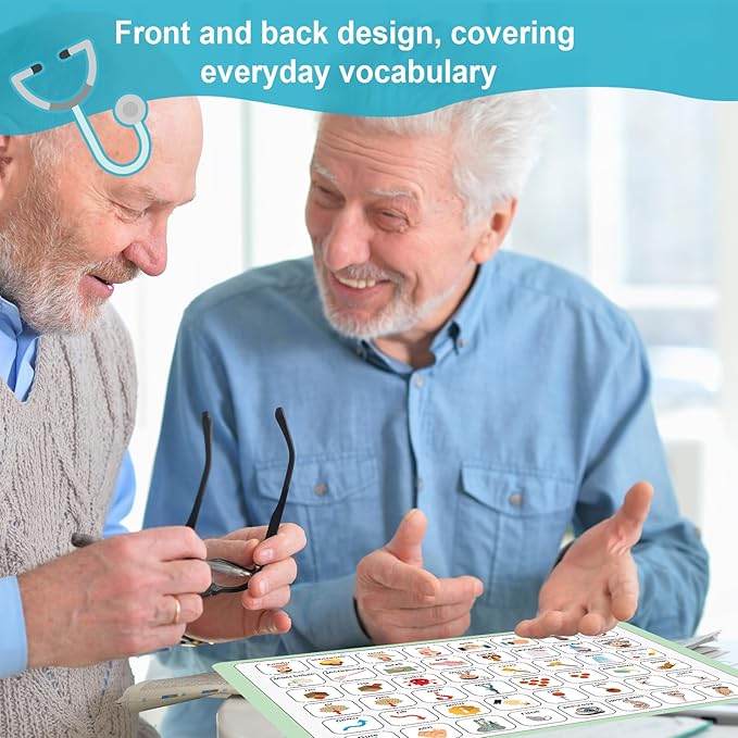 6 Pcs Communication Boards for Non Verbal Adults 11.81 x 8.27'' Colorful Picture Symbol Communication Cards Speech Tool for Autism Aphasia Stroke Patients Hospital Care Use (Multi)